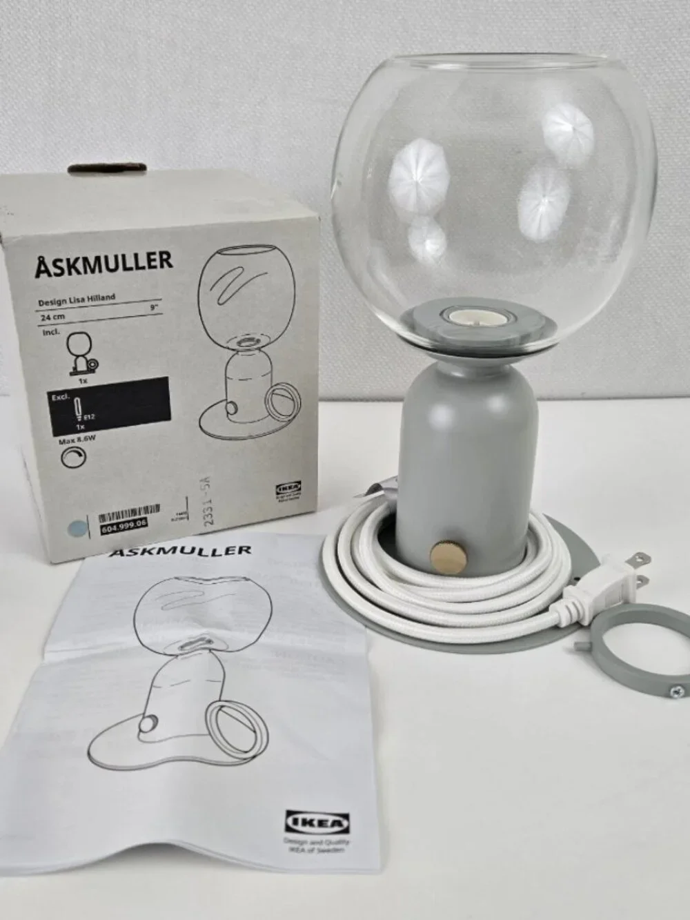 ÅSKMULLER 305.762.51/30576251 Table lamp, dimmable light gray, 9 